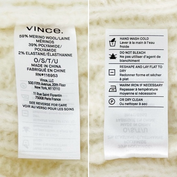 Vince Airspun Cable-Knit Cuffed Beanie Ivory Merino Wool Blend Warm Hat New NWT main image 7